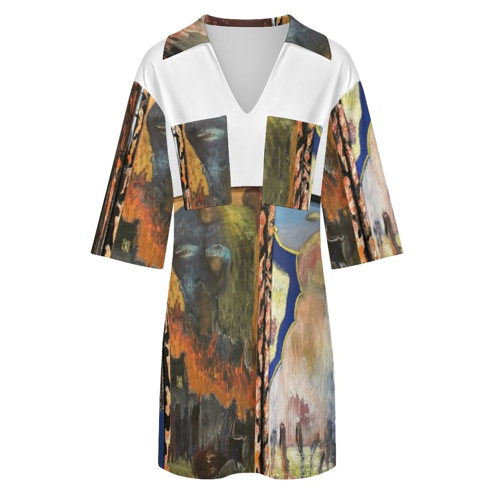 180gsm V-neck Dress for Women(All-Over Printing)