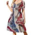 Short Sleeve V Neck Lovely Dress(All-Over Printing)