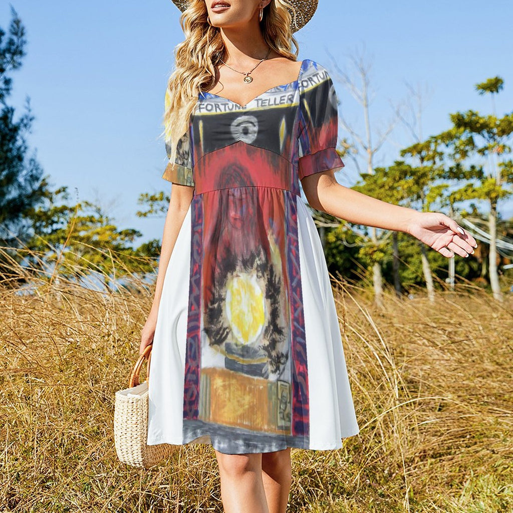 Short Sleeve V Neck Lovely Dress(All-Over Printing)
