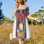 Short Sleeve V Neck Lovely Dress(All-Over Printing)