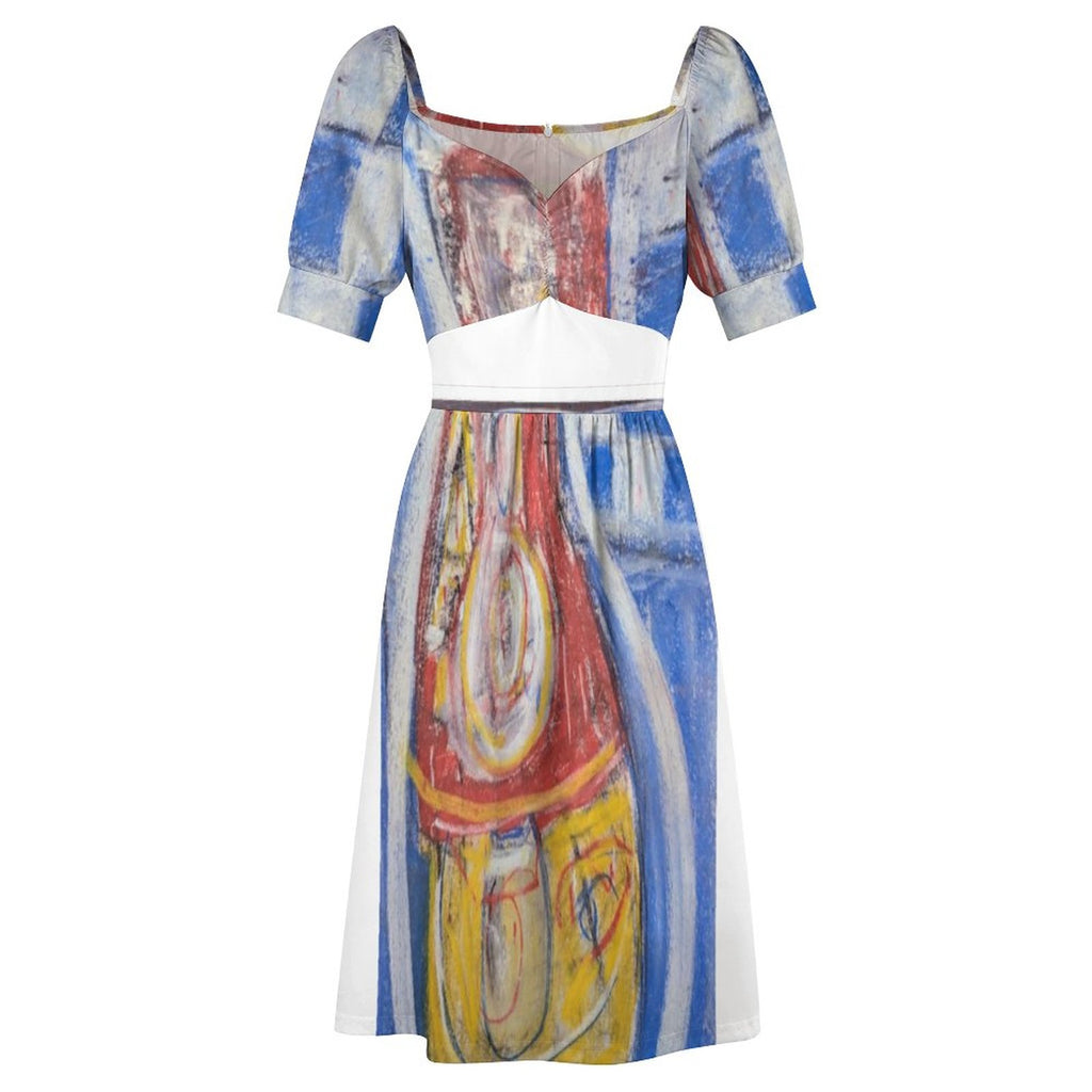 Short Sleeve V Neck Lovely Dress(All-Over Printing)