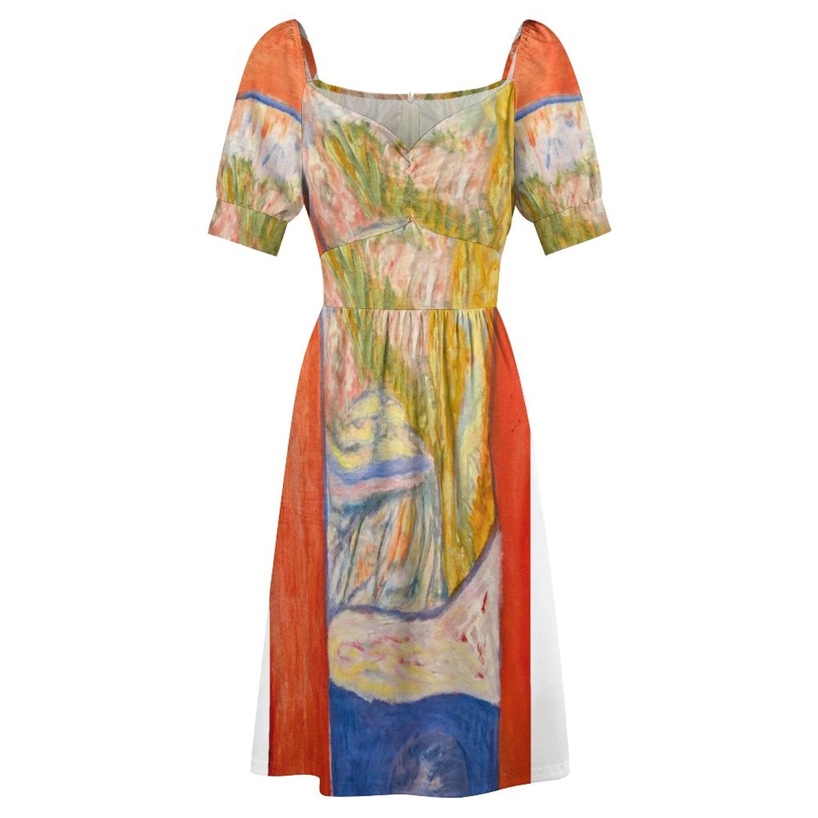 Short Sleeve V Neck Lovely Dress(All-Over Printing)