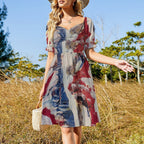 Short Sleeve V Neck Lovely Dress(All-Over Printing)