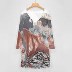 Plus Size V-neck Long Sleeve Dress(All-Over Printing)