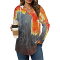 170gsm Women's V Neck Long Sleeve Hoodie(All-Over Printing)