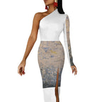 One Shoulder Split Dress(All-Over Printing)