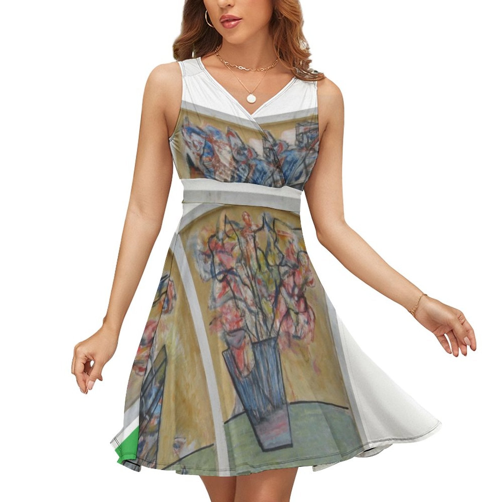 Sleeveless High Waist Dress(All-Over Printing)