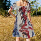 Short Sleeve V Neck Lovely Dress(All-Over Printing)