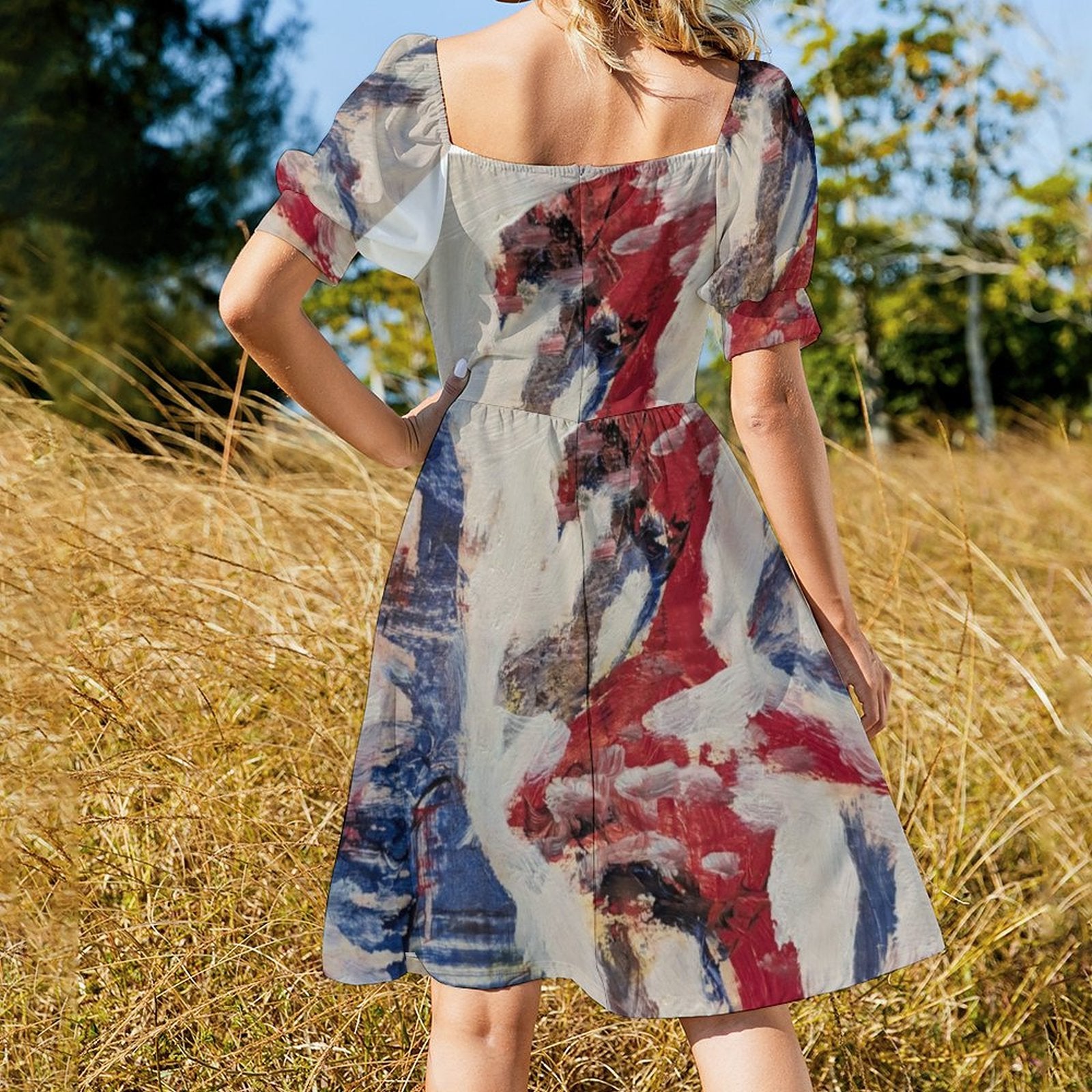 Short Sleeve V Neck Lovely Dress(All-Over Printing)