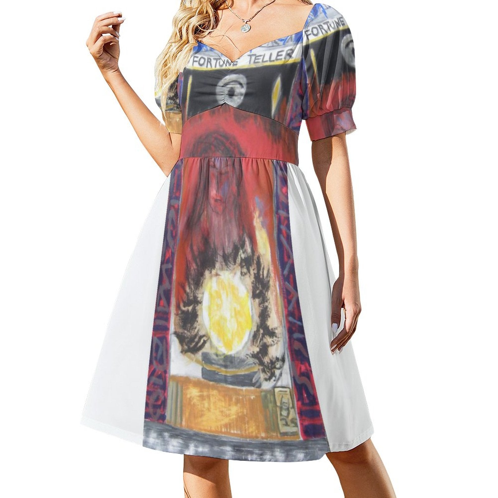 Short Sleeve V Neck Lovely Dress(All-Over Printing)