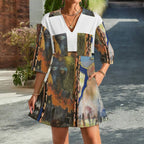 180gsm V-neck Dress for Women(All-Over Printing)