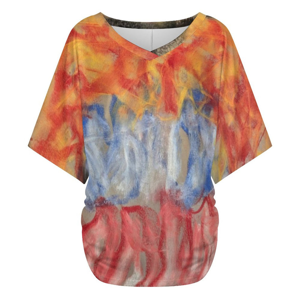 180gsm V-Neck Short Sleeve Top(All-Over Printing)