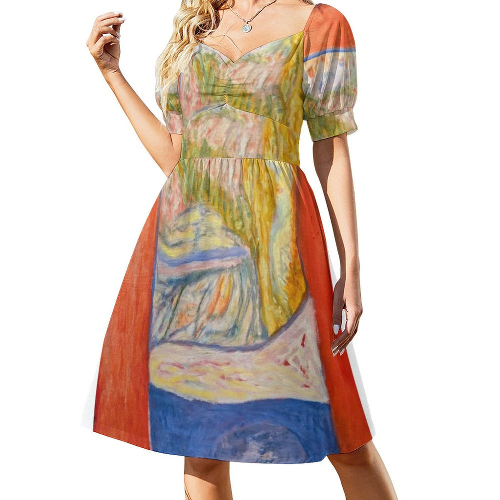 Short Sleeve V Neck Lovely Dress(All-Over Printing)