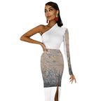 One Shoulder Split Dress(All-Over Printing)