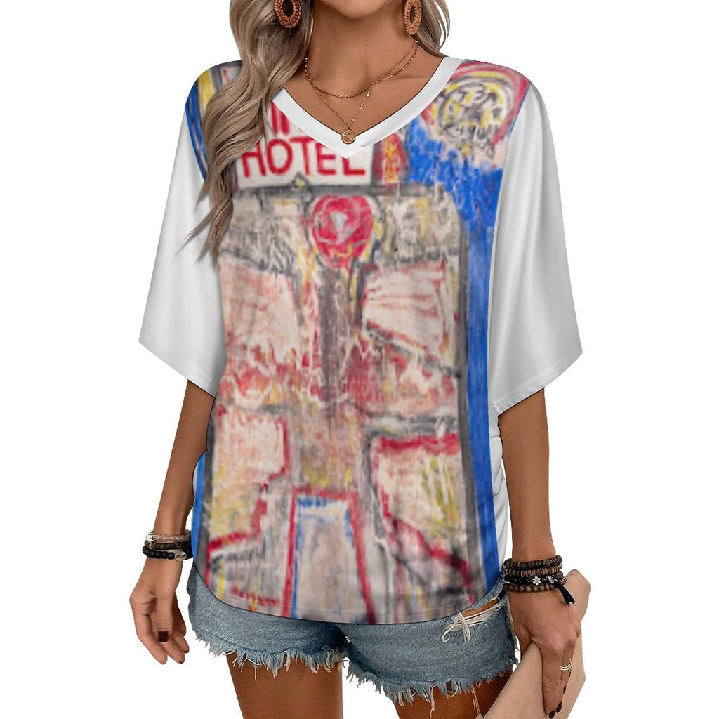 180gsm V-Neck Short Sleeve Top(All-Over Printing)