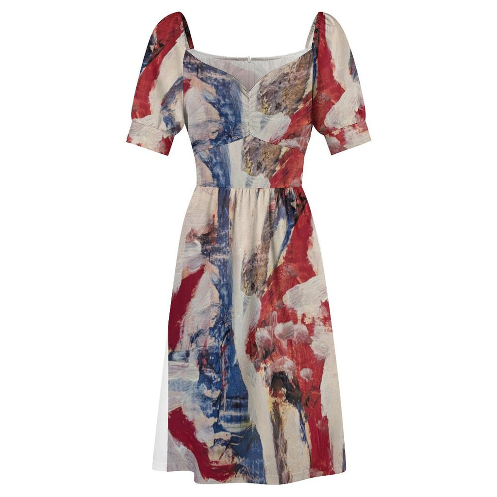 Short Sleeve V Neck Lovely Dress(All-Over Printing)