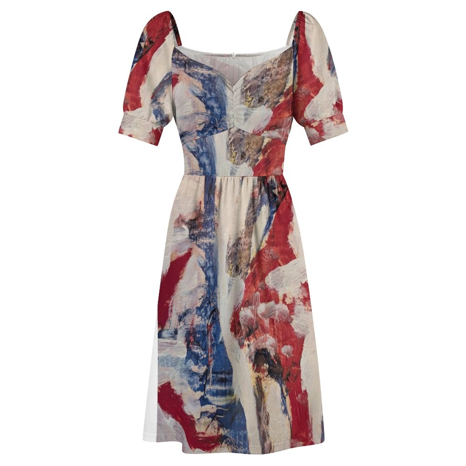 Short Sleeve V Neck Lovely Dress(All-Over Printing)