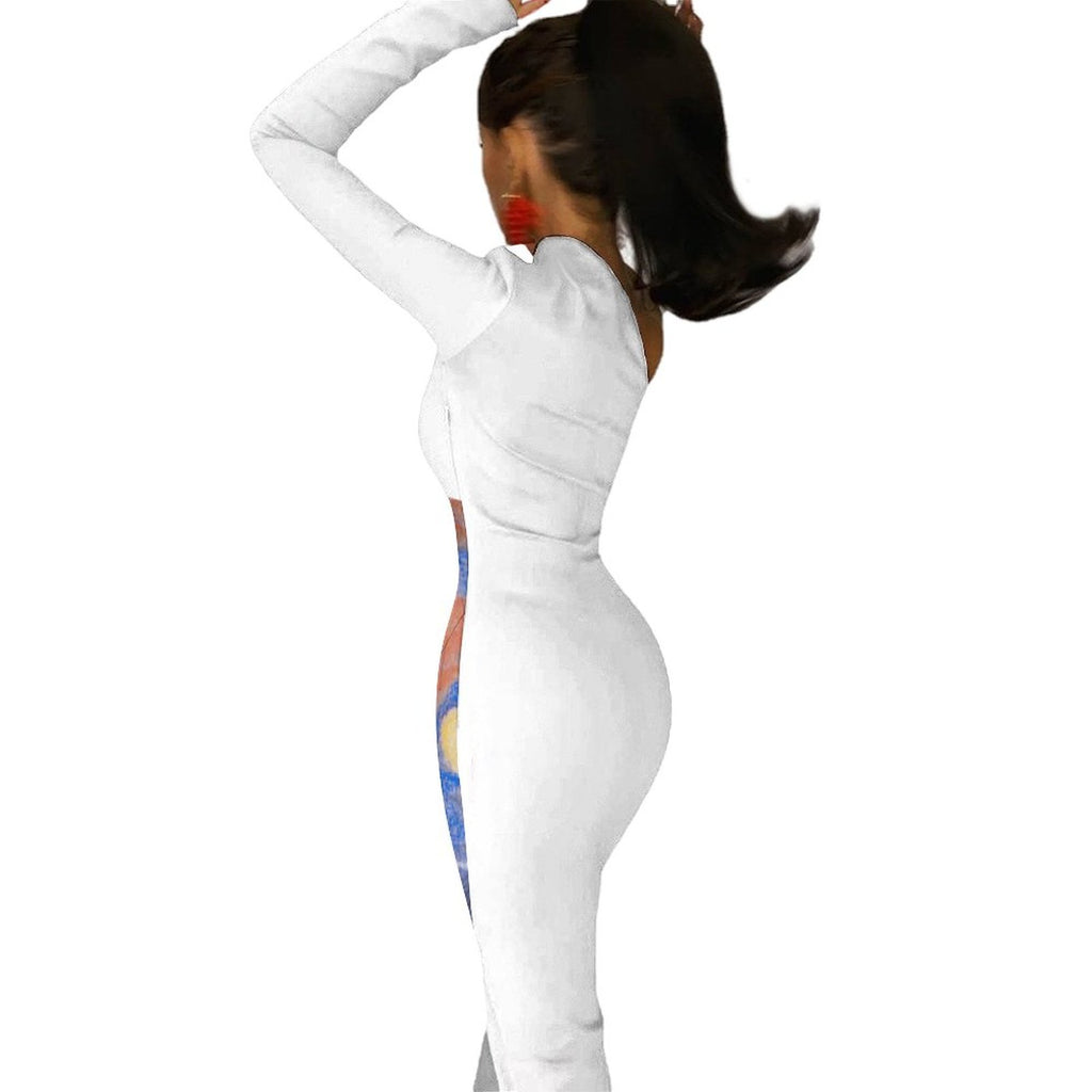 One Shoulder Split Dress(All-Over Printing)