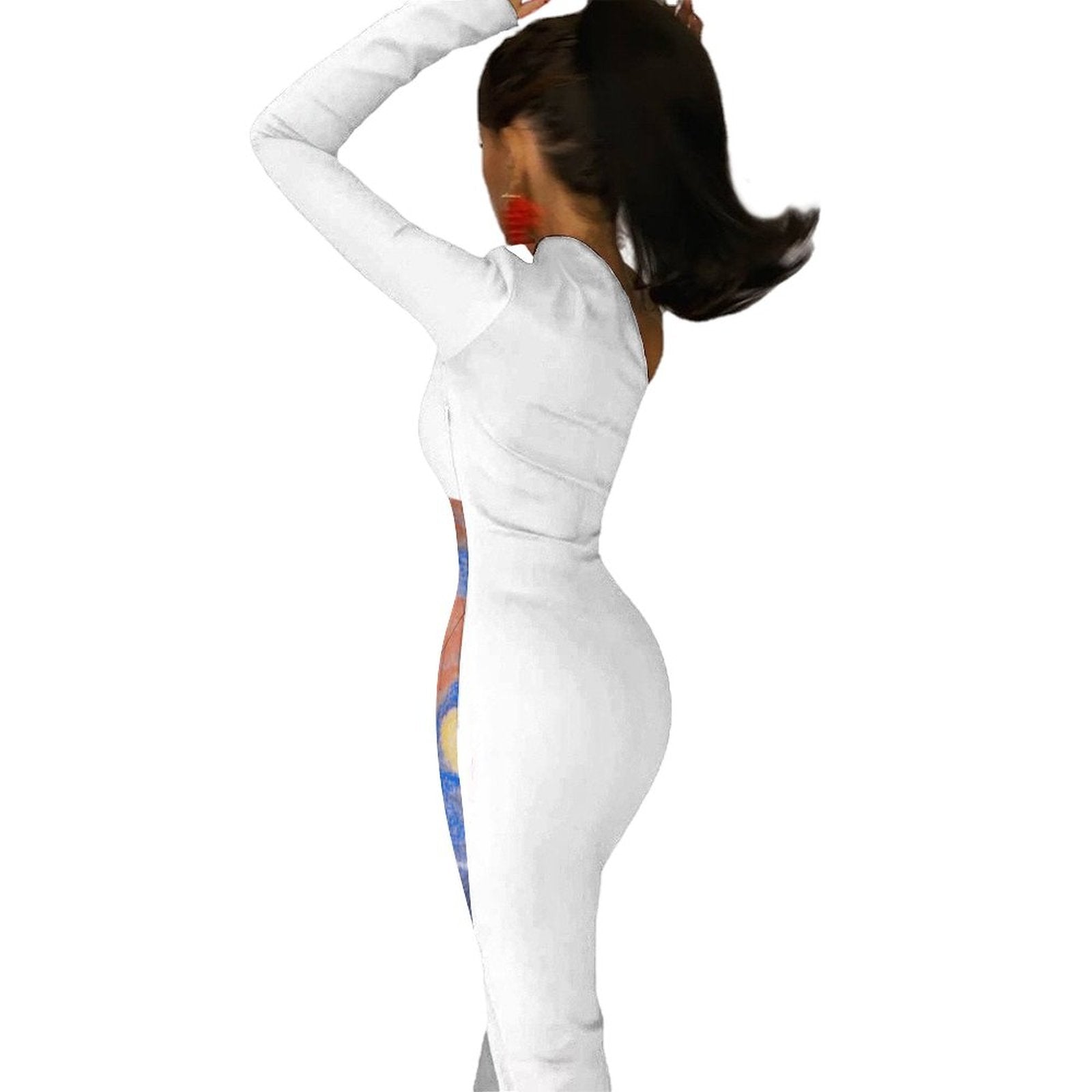 One Shoulder Split Dress(All-Over Printing)