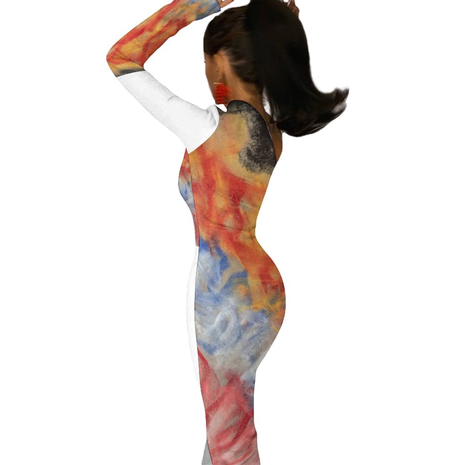 One Shoulder Split Dress(All-Over Printing)