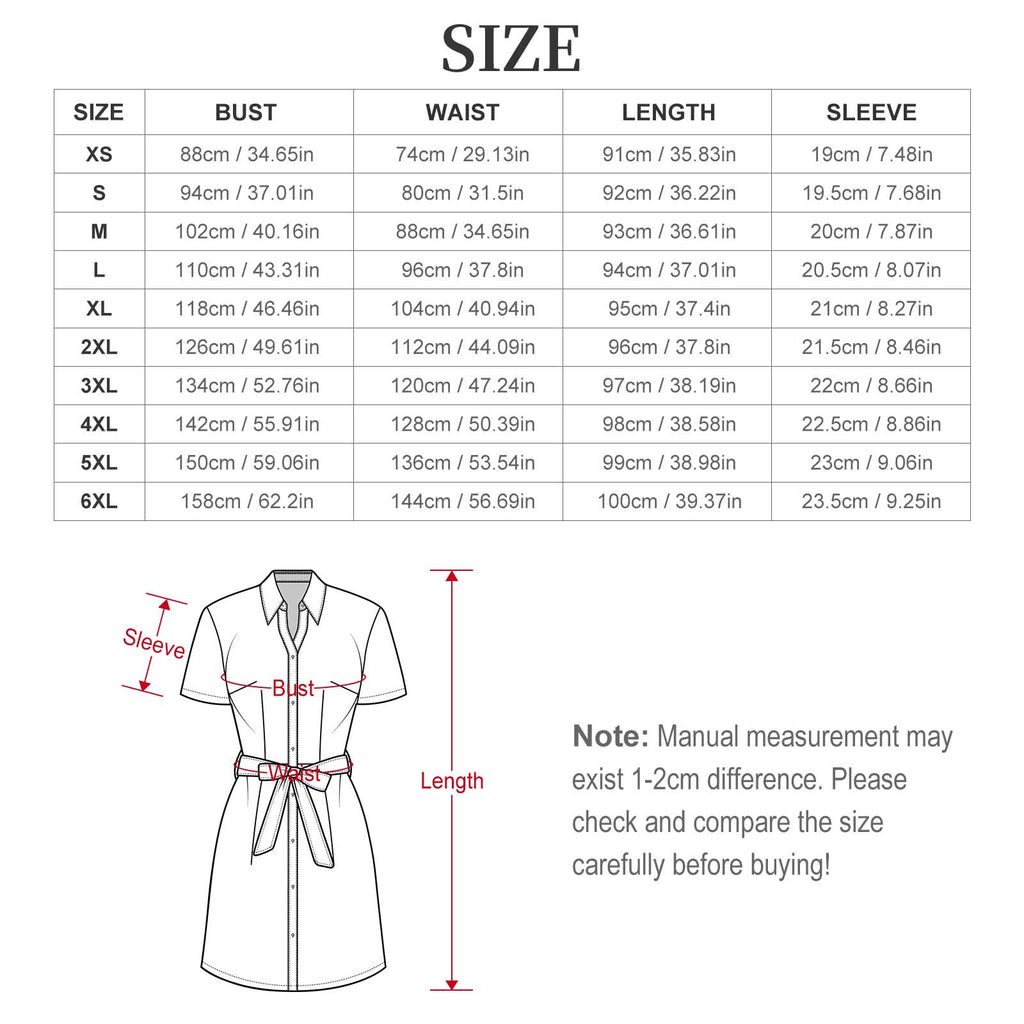 Short Sleeve Collared Shirt Dress(All-Over Printing)