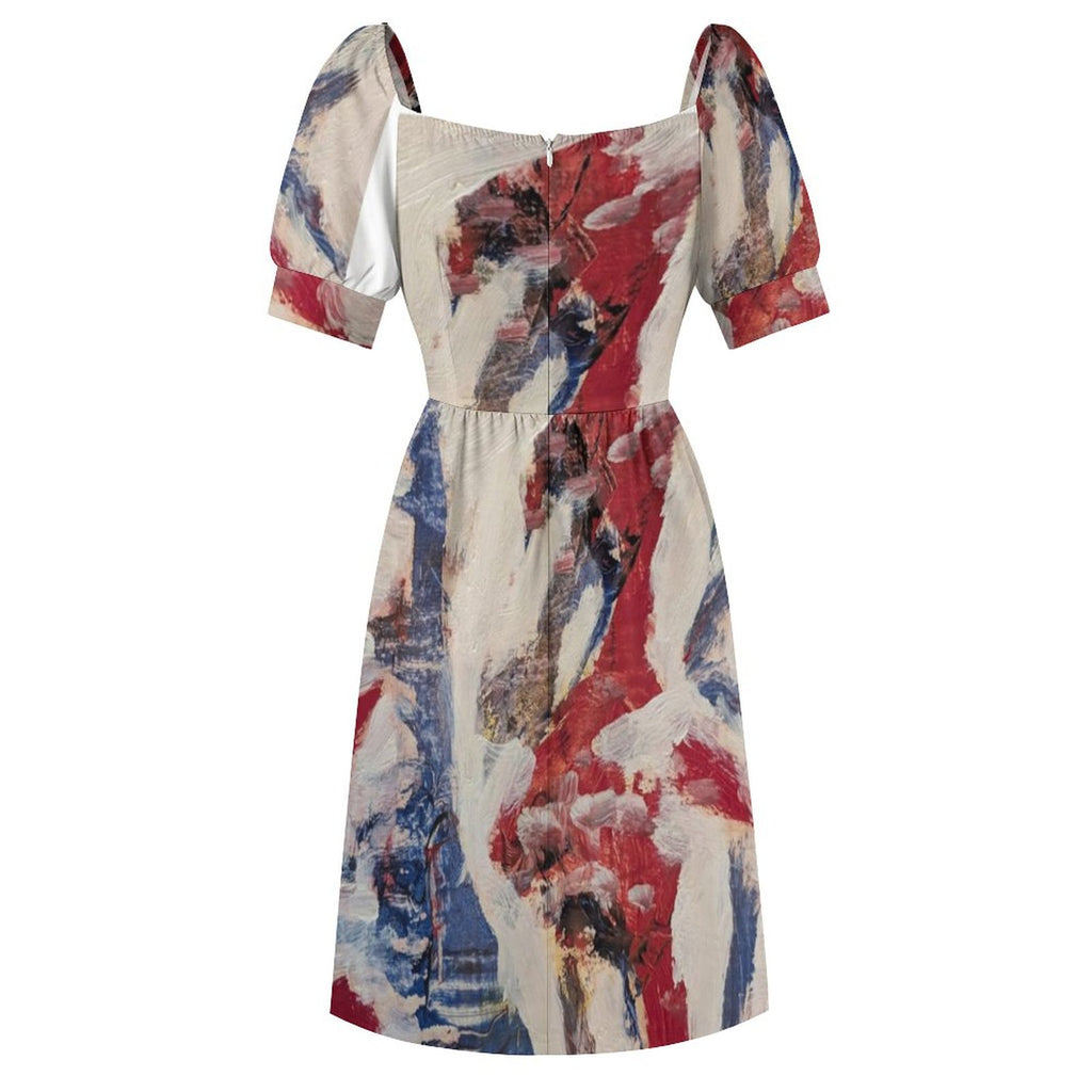 Short Sleeve V Neck Lovely Dress(All-Over Printing)
