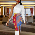 One Shoulder Split Dress(All-Over Printing)
