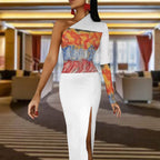 One Shoulder Split Dress(All-Over Printing)