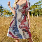Short Sleeve V Neck Lovely Dress(All-Over Printing)