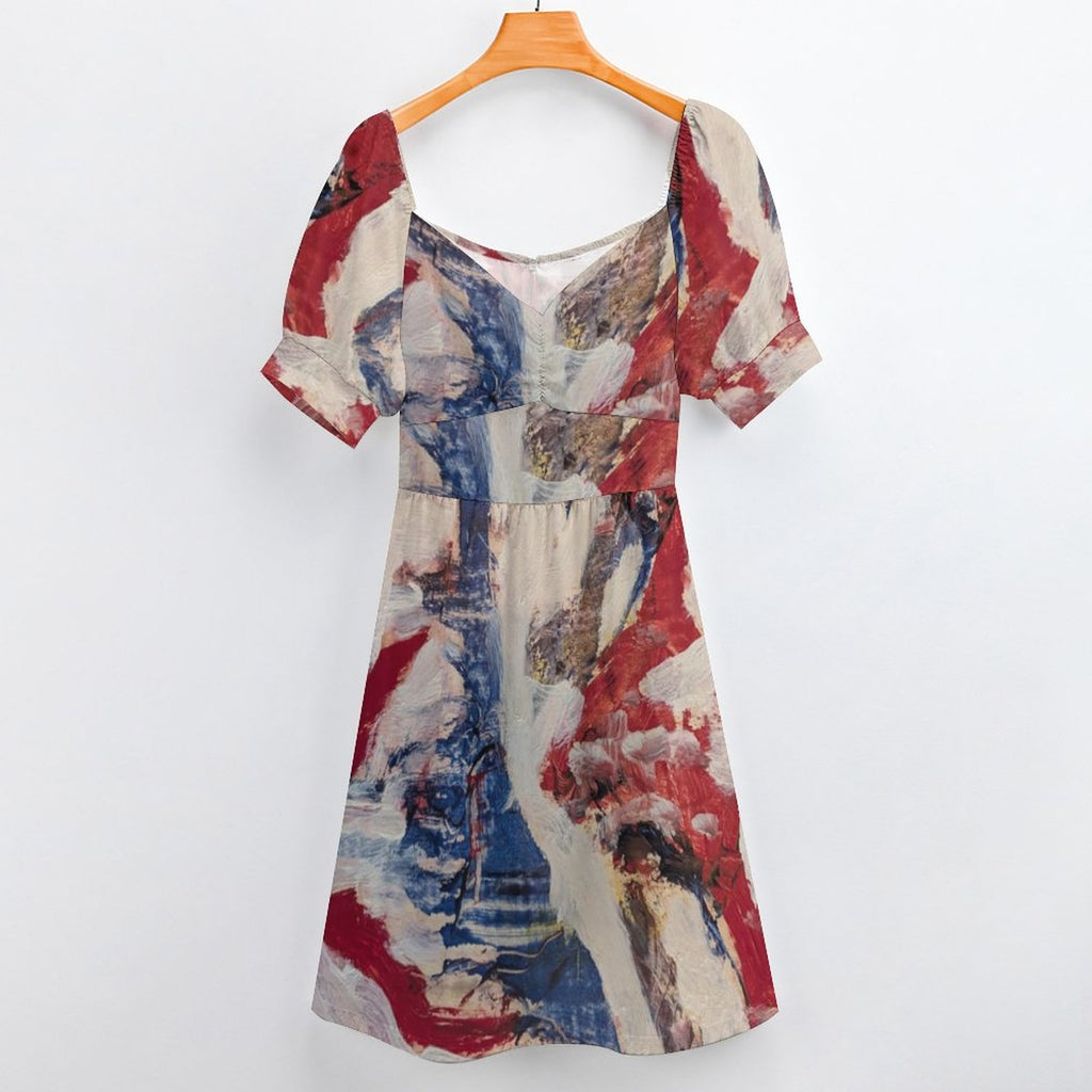 Short Sleeve V Neck Lovely Dress(All-Over Printing)
