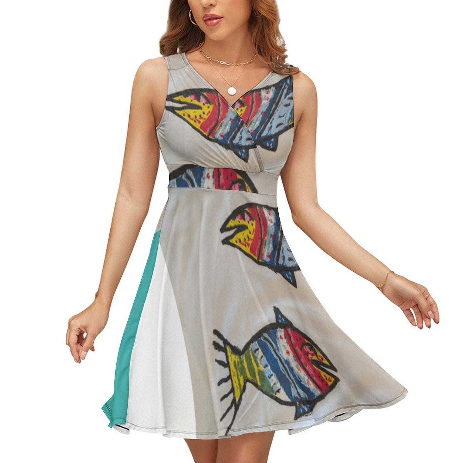 Sleeveless High Waist Dress(All-Over Printing)