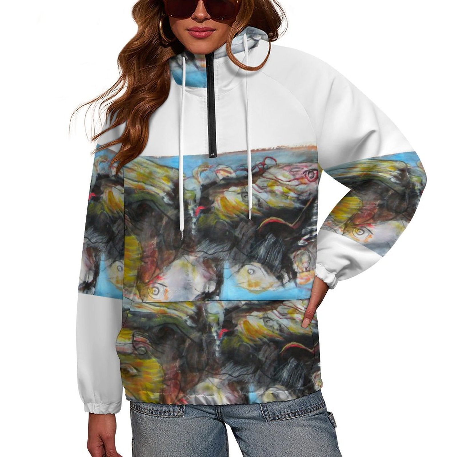 Double-Layered Hoodie with Pockets(All-Over Printing)