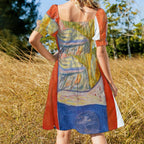 Short Sleeve V Neck Lovely Dress(All-Over Printing)