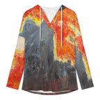 170gsm Women's V Neck Long Sleeve Hoodie(All-Over Printing)