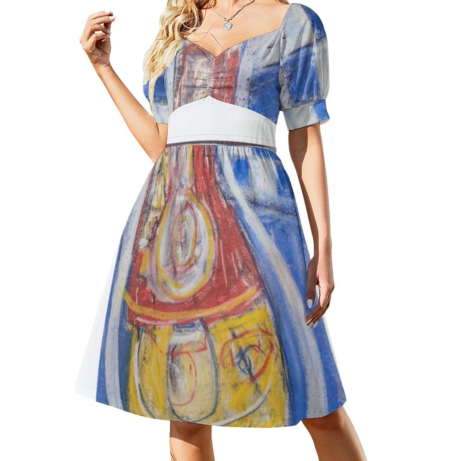 Short Sleeve V Neck Lovely Dress(All-Over Printing)