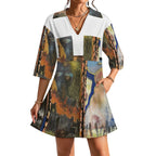 180gsm V-neck Dress for Women(All-Over Printing)