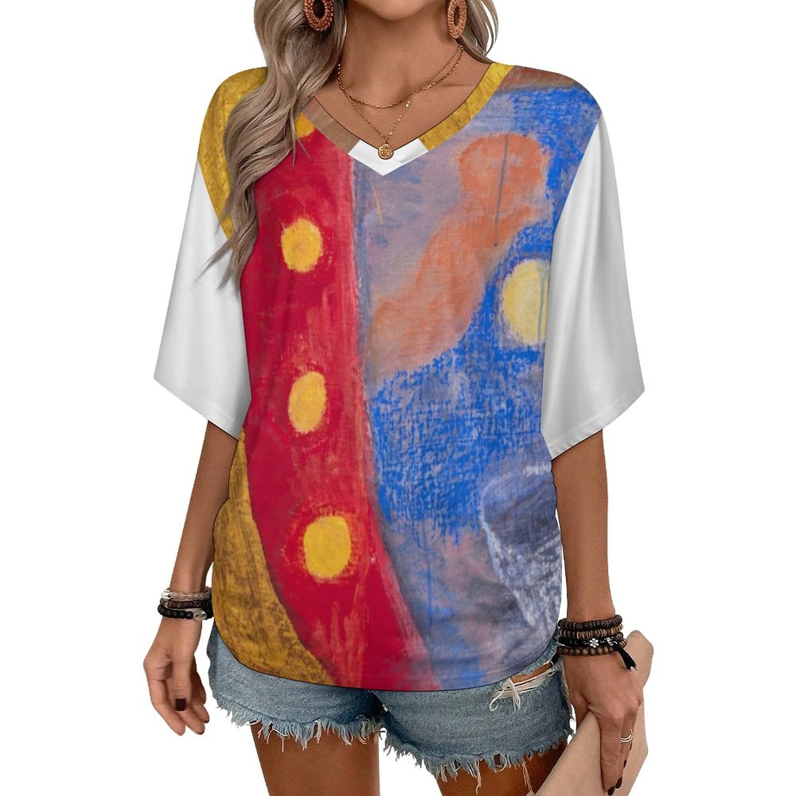 180gsm V-Neck Short Sleeve Top(All-Over Printing)