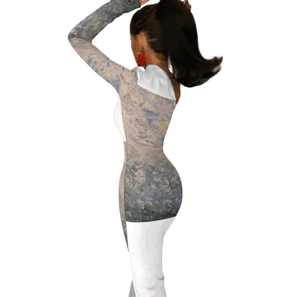 One Shoulder Split Dress(All-Over Printing)