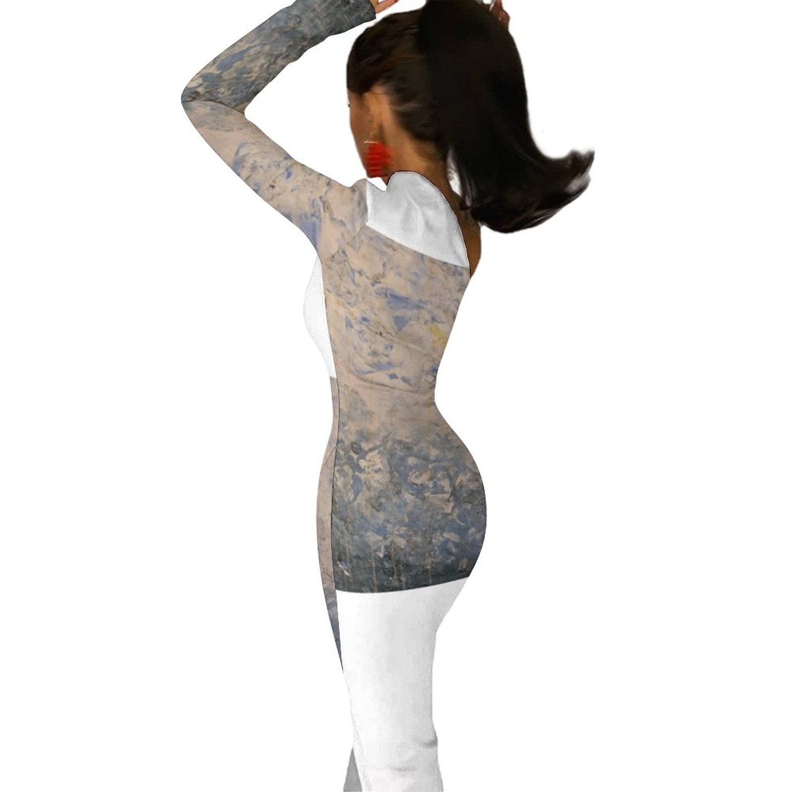 One Shoulder Split Dress(All-Over Printing)